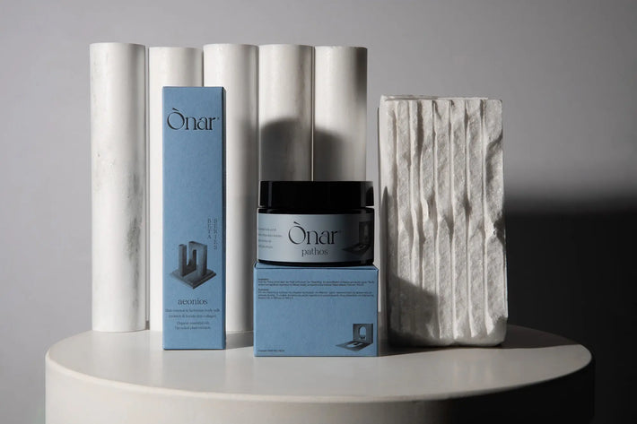 Anagénnisis Body Ritual by ONAR Wellness – aeonios body cream & pathos body scrub